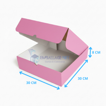 Boite 30x30x8 Carton Rose